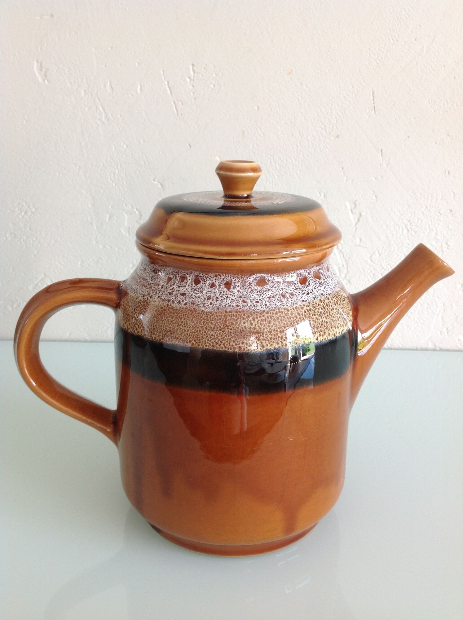 Coffee pot decor Hawai des Faienceries de Sarreguemines vintage 60s and 70s