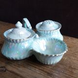 Mustard pepper shaker Victoria China iridescent porcelain