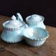 Mustard pepper shaker Victoria China iridescent porcelain