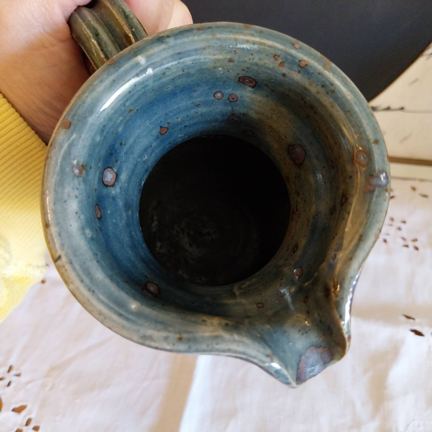 Glazed stoneware jug signed Baudat