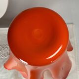 Murano orange handkerchief vase large 1970 Italy