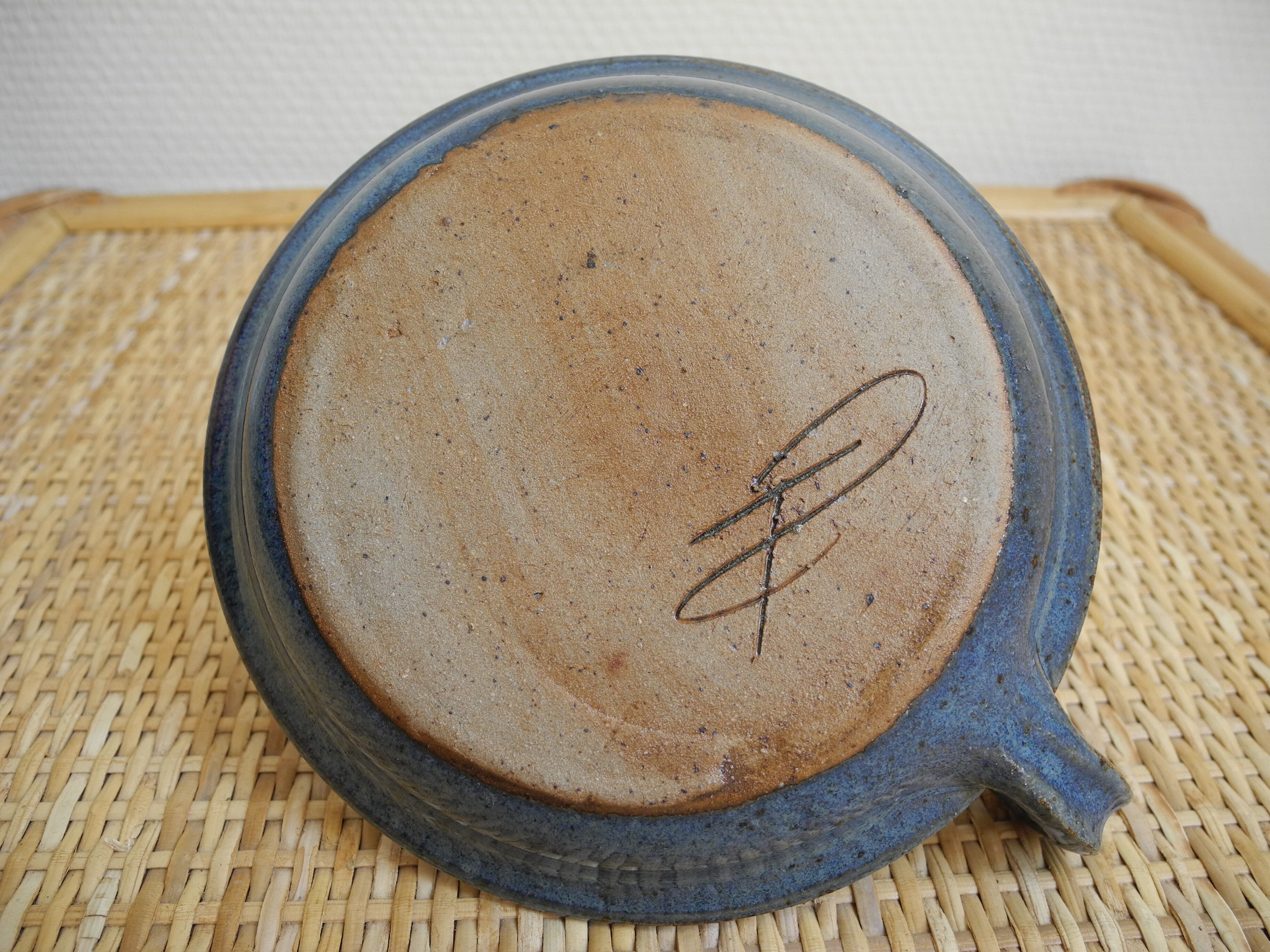 Old candlestick signed terracotta vintage candle holder