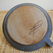 Old candlestick signed terracotta vintage candle holder