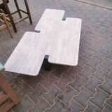 Harold travertine walnut coffee table