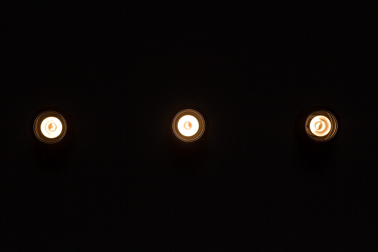 Gino Sarfatti Arteluce model nr 3047 three circular lamps 1960