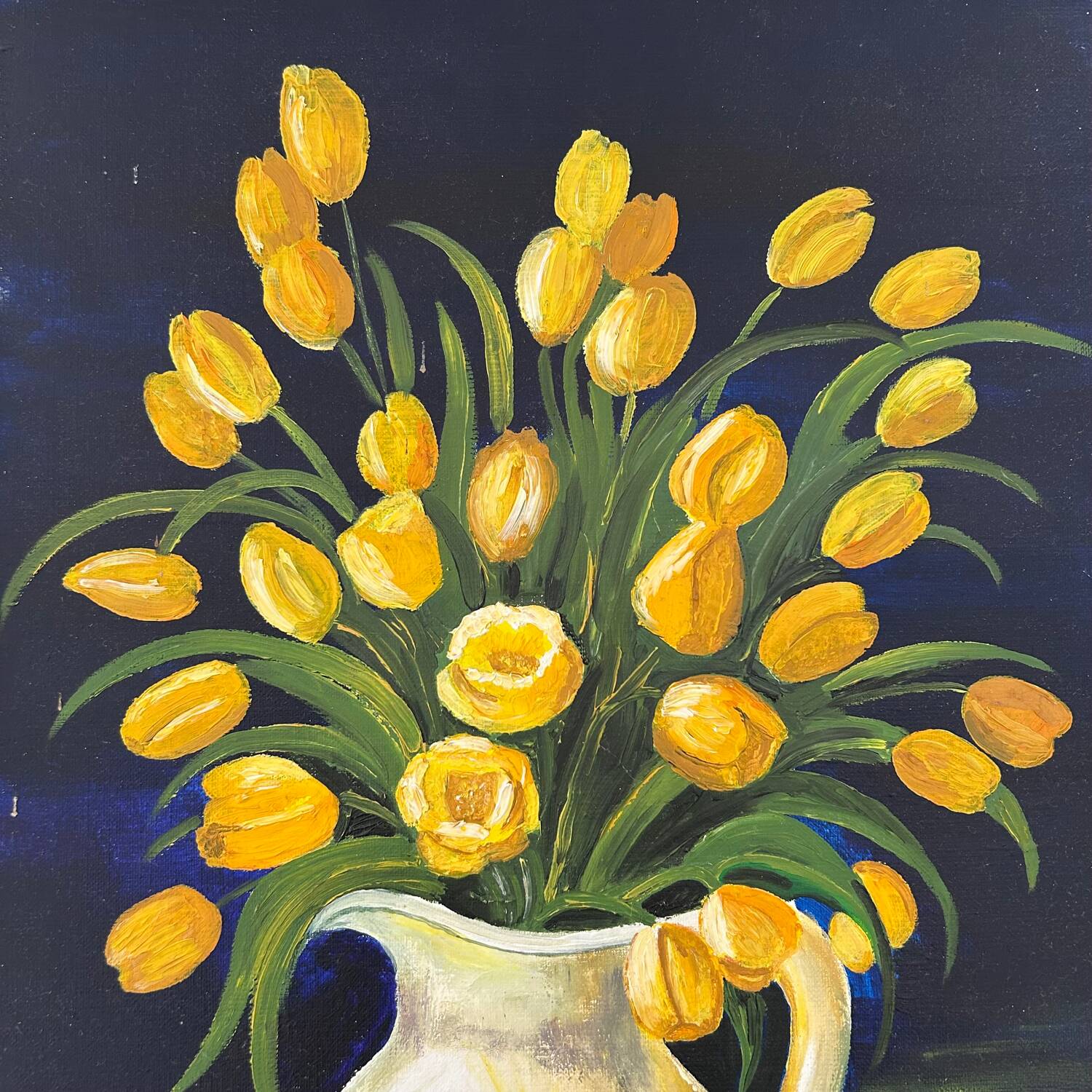 Yellow tulip bouquet painting