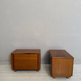 Mid-Century Italian Walnut Bedside Tables with Drawers, 1960s, Set of 2