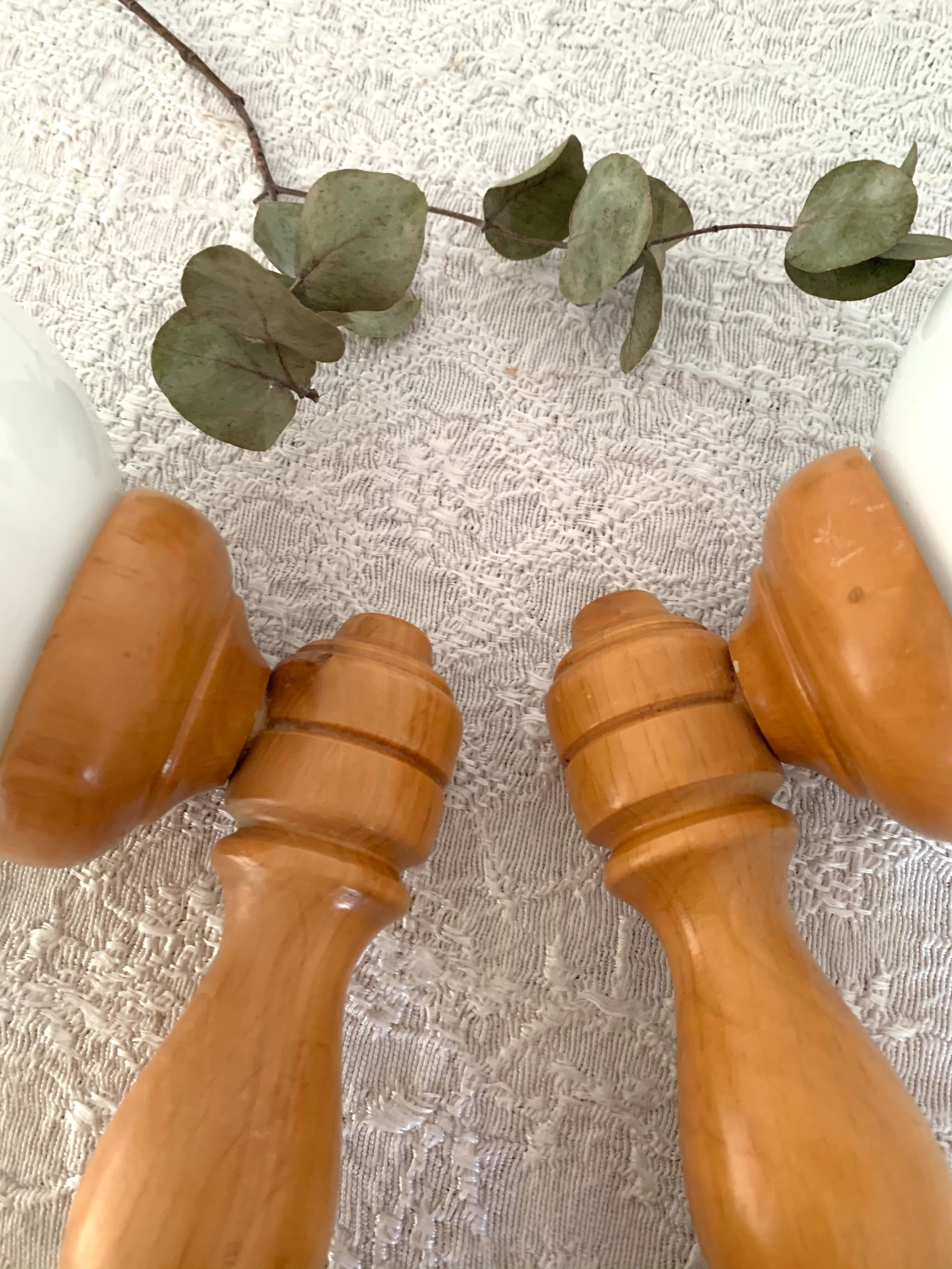 Opaline and wood sconces