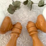 Opaline and wood sconces