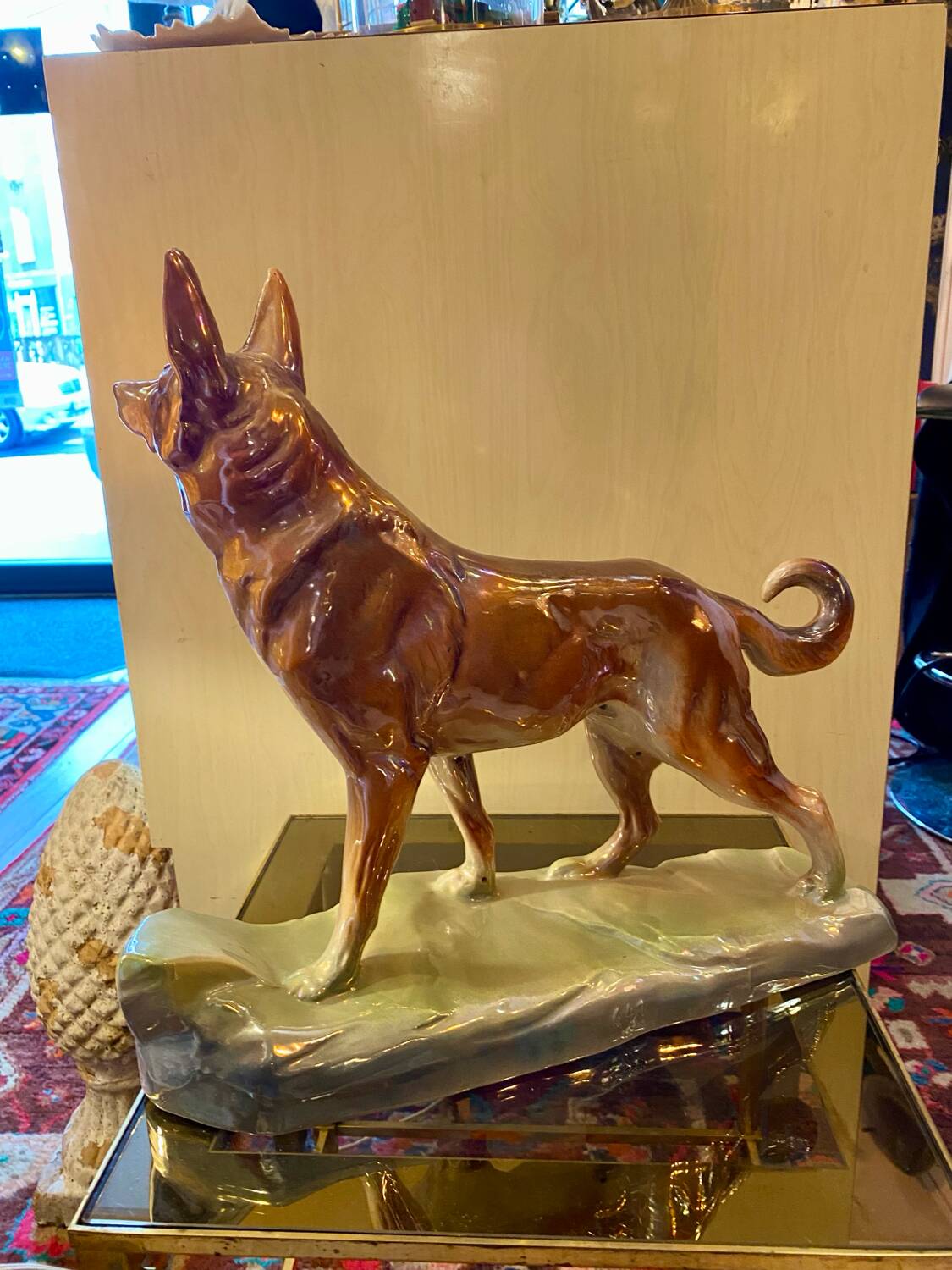 Vintage chien céramique berger allemand