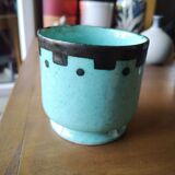 Celadon and black enamelled pot cover - 1960s