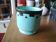 Cache pot émaillé céladon et noir - années 1960