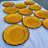 Set of 11 saffron Fleur de lys dessert plates ADP