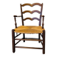 Antique Provencal armchair in wood and straw