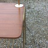 Floor lamp of the 50s in gilded metal triple mahogany tablets and gilded metal