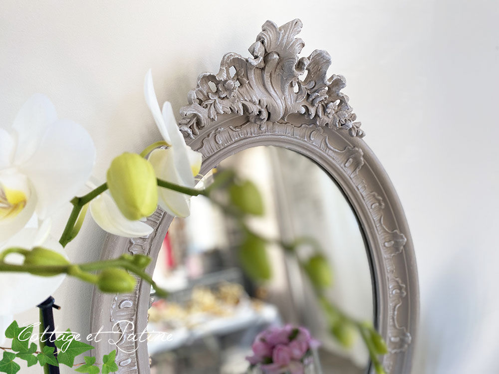 Old mirror patinated chic countryside