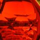 Murano ashtray Sommerso faceted glass red yellow vintage 60s-70s