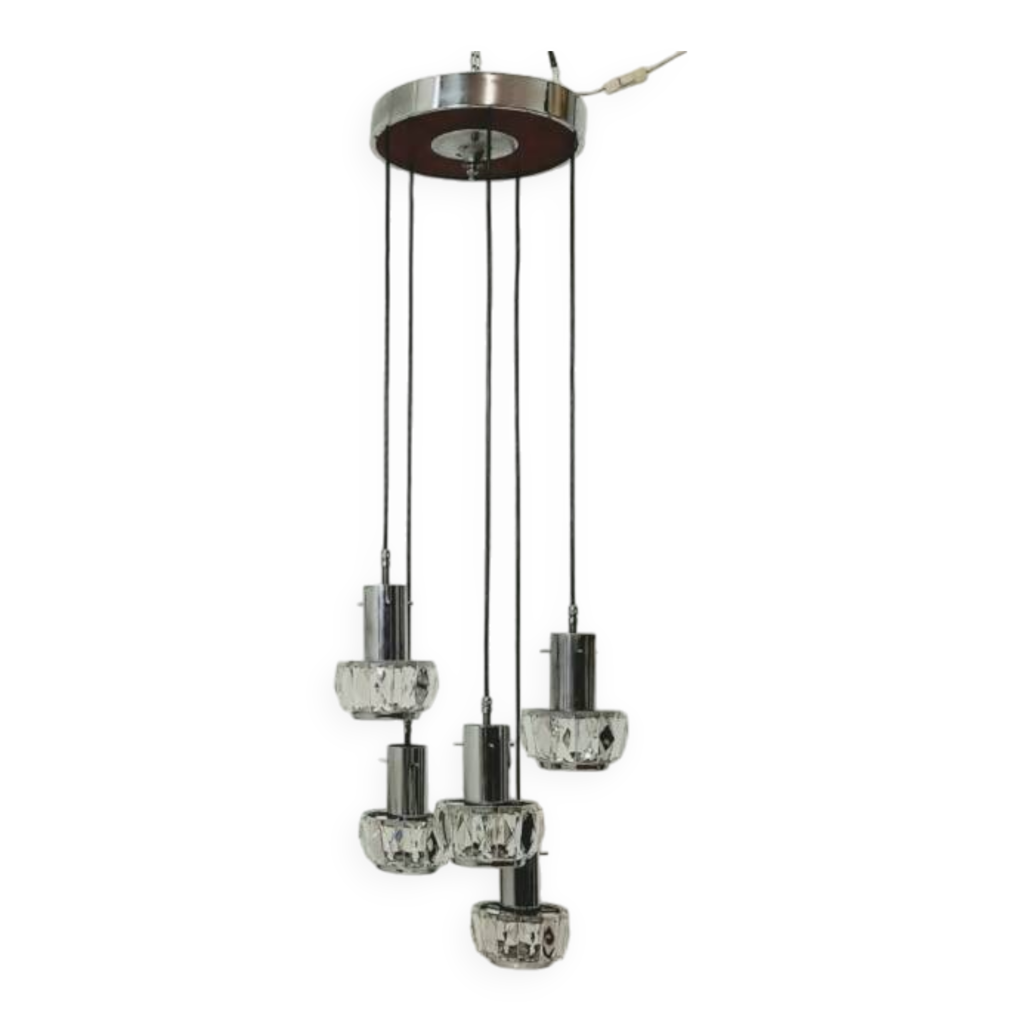 Cascade chandelier - vintage - steel and glass