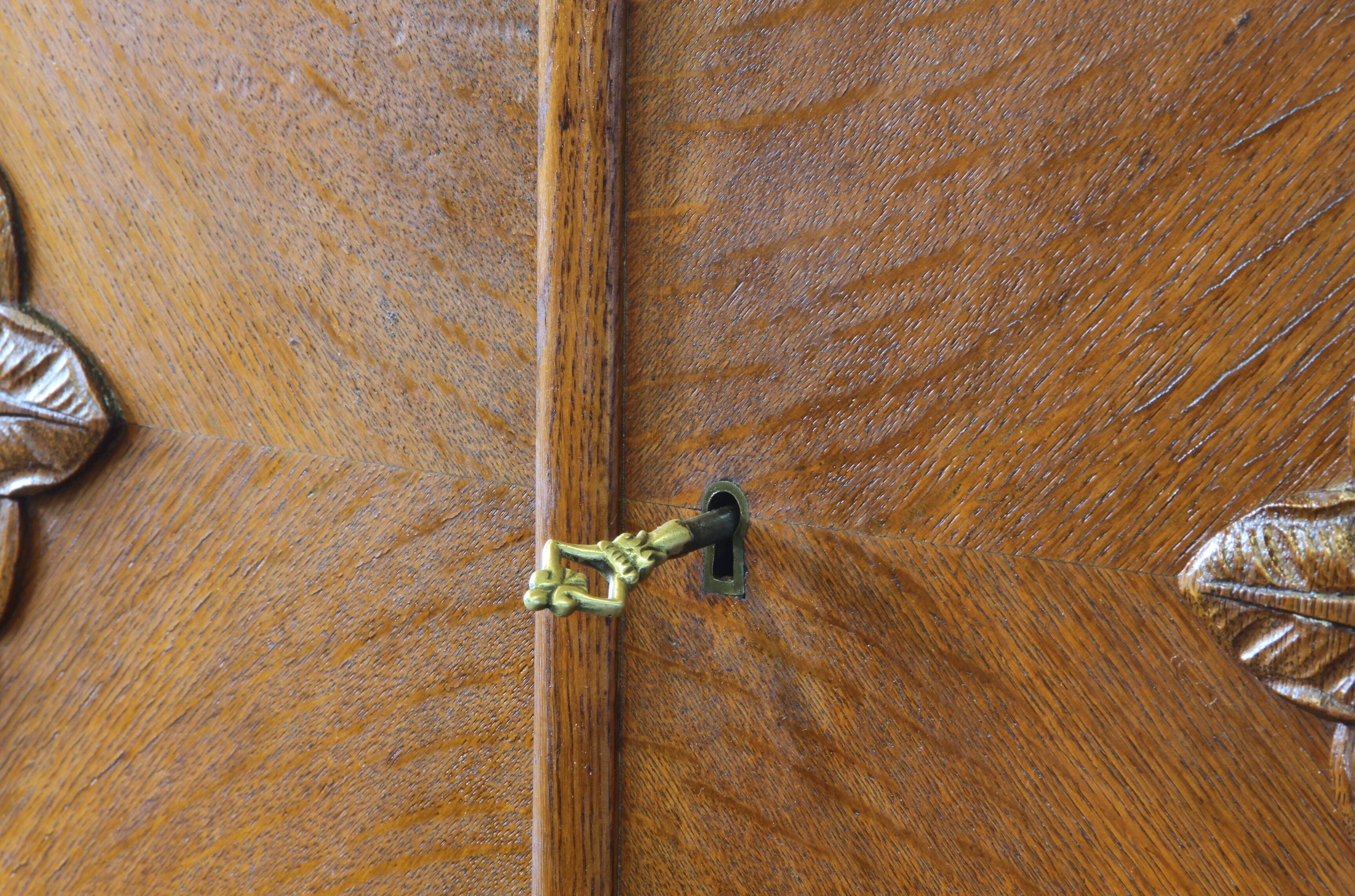 Vintage Danish Oak Closet Linen Wardrobe 1940s Cabinet