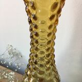 Big yellow dented Italian glass vase
