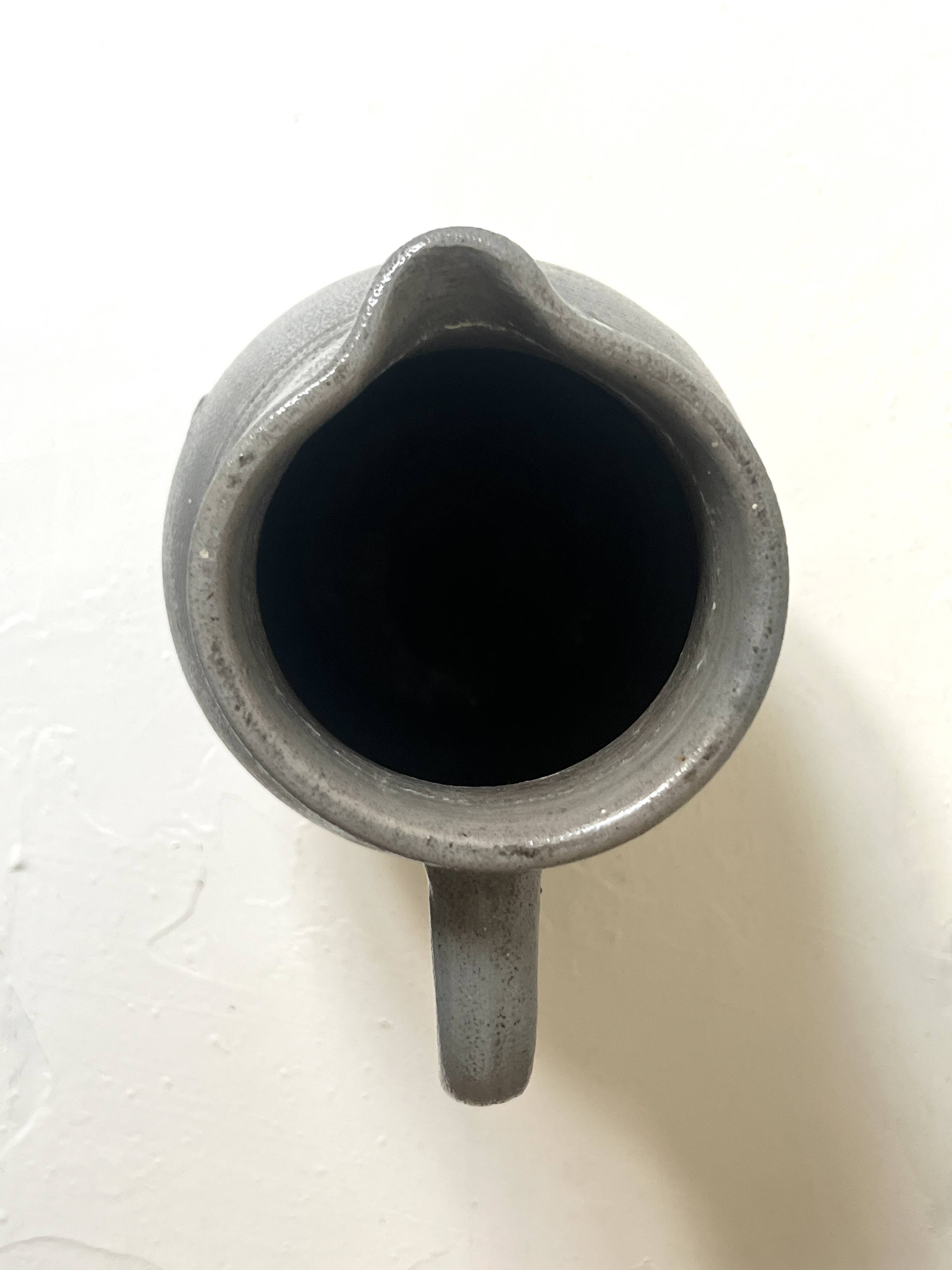 Large ceramic stoneware jug in grey glazed – handcrafted in France around 1970.