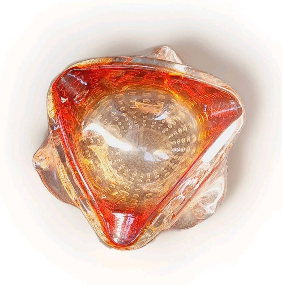 Vintage empty pocket ashtray bubble glass