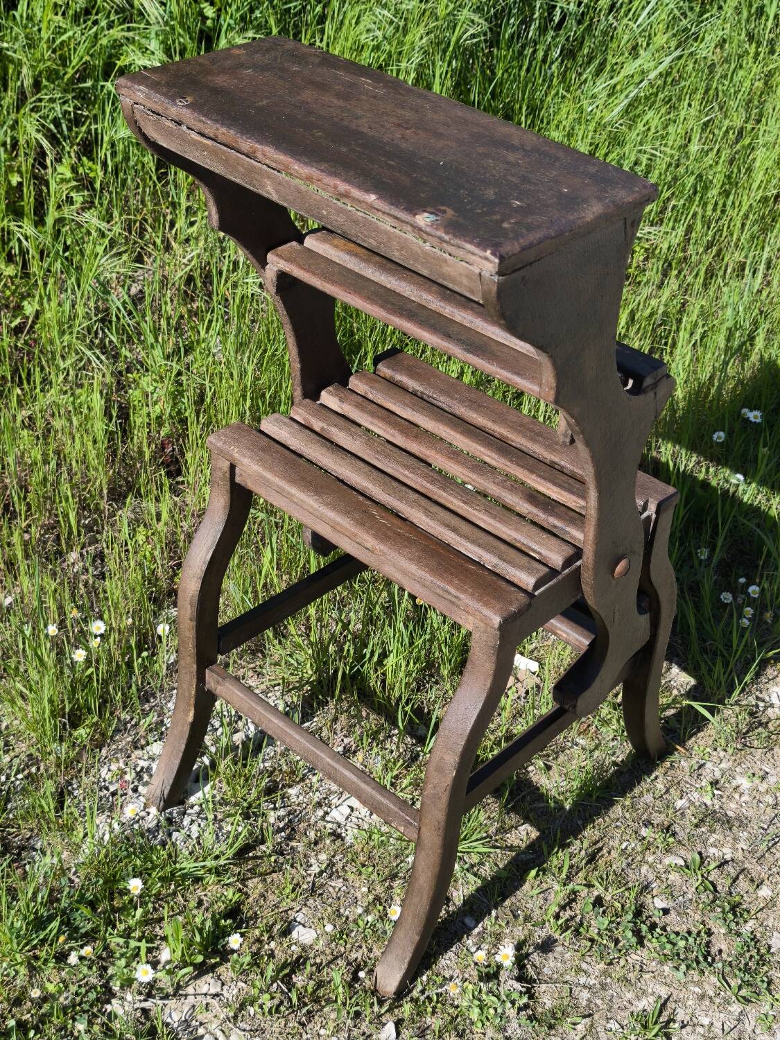 Chair, library step stool