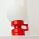 Vintage ceramic table lamp, Italy, 1970s - Red with white glass shade - Mid-century design