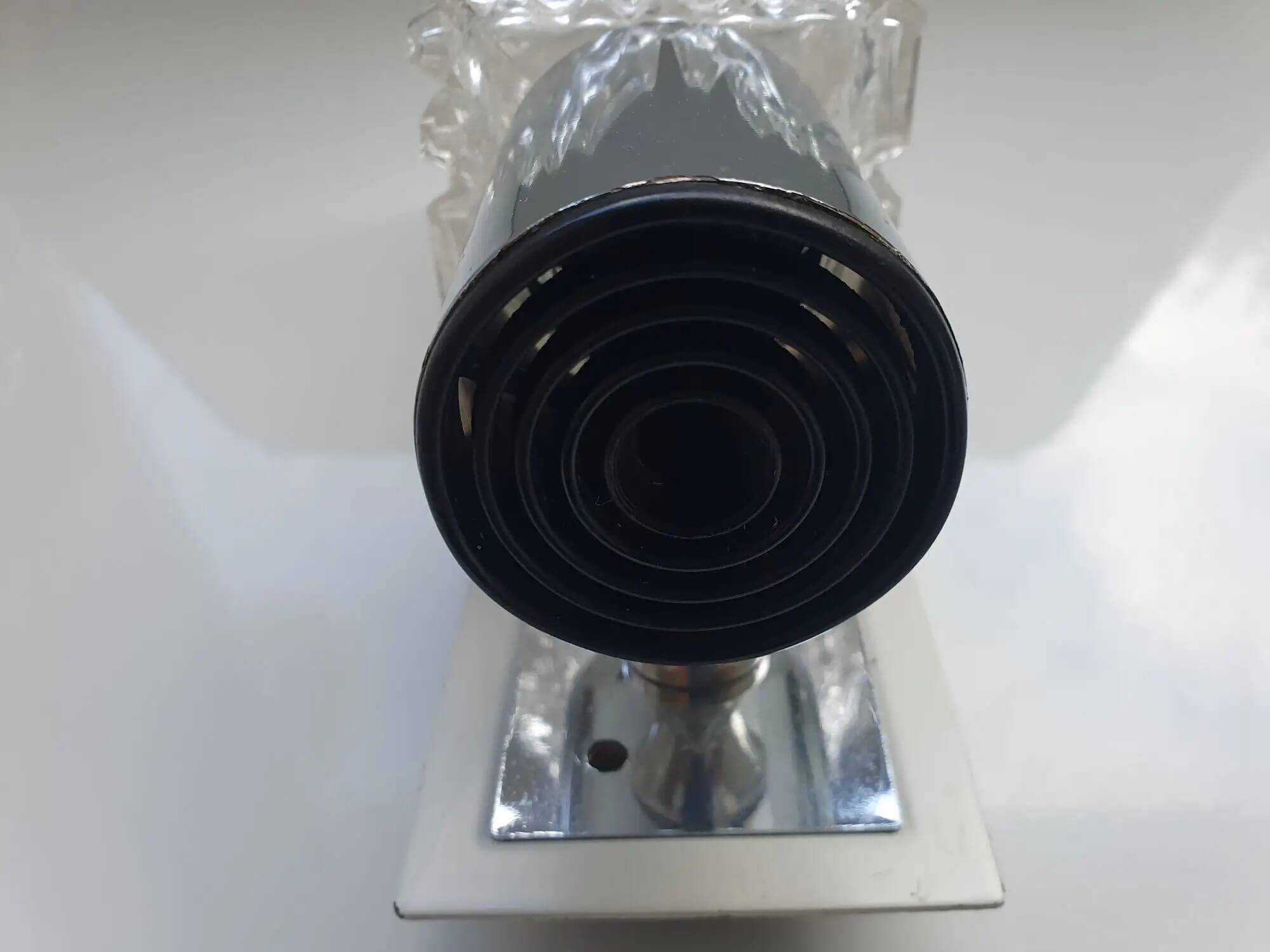 Four vintage chrome wall lights with square globes, Italian Targetti, 1970s