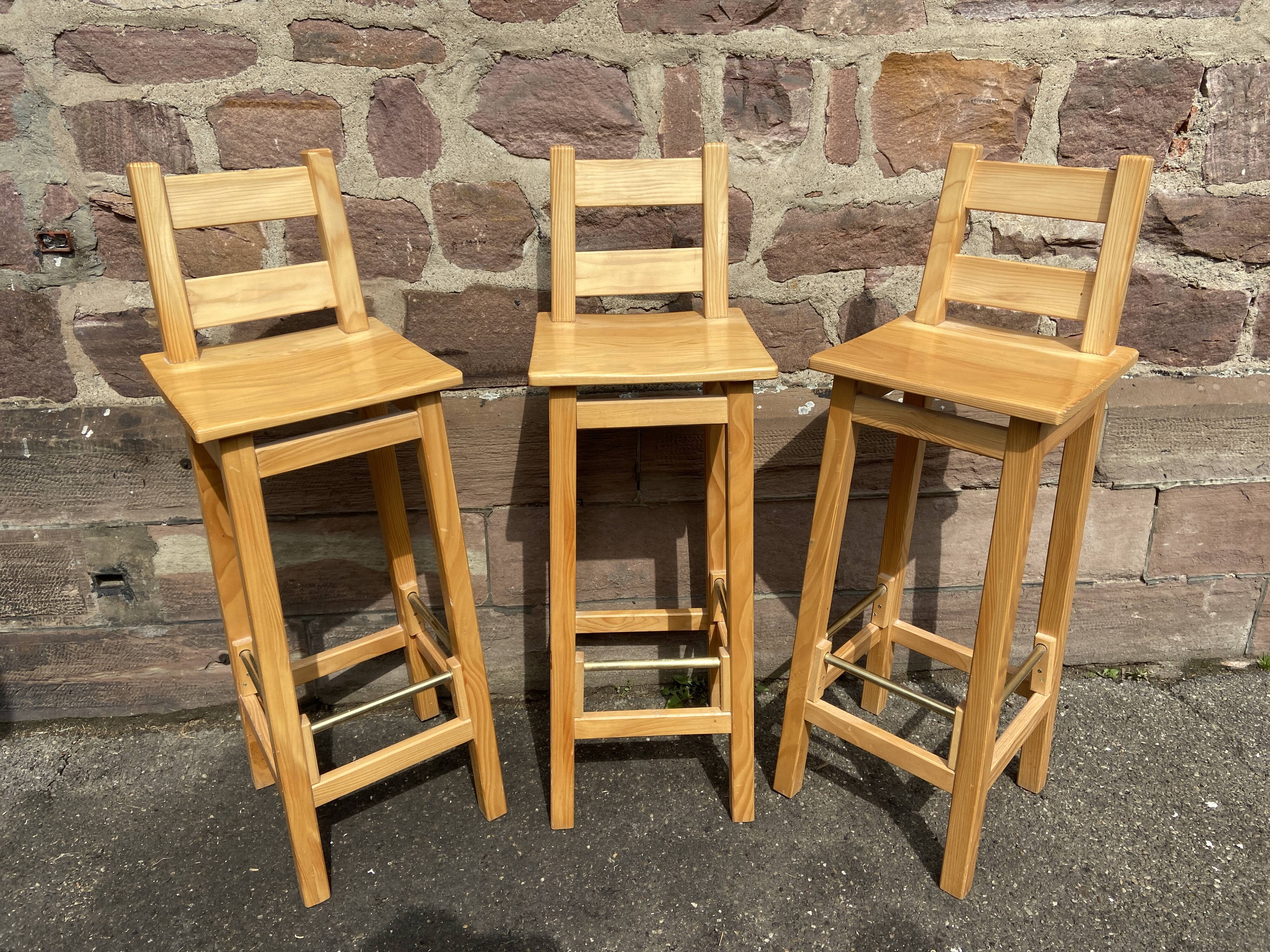 3 scandinavian design bar stools vintage pine