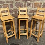 3 scandinavian design bar stools vintage pine