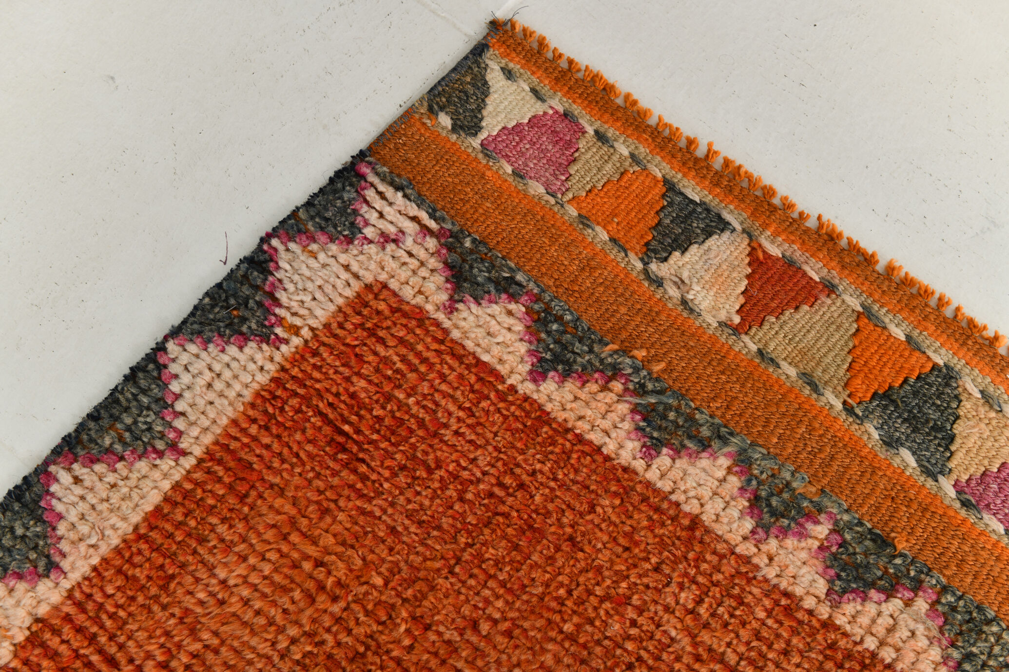 3x11 Peach Orange Handmade Wool Runner Rug, 95x337Cm