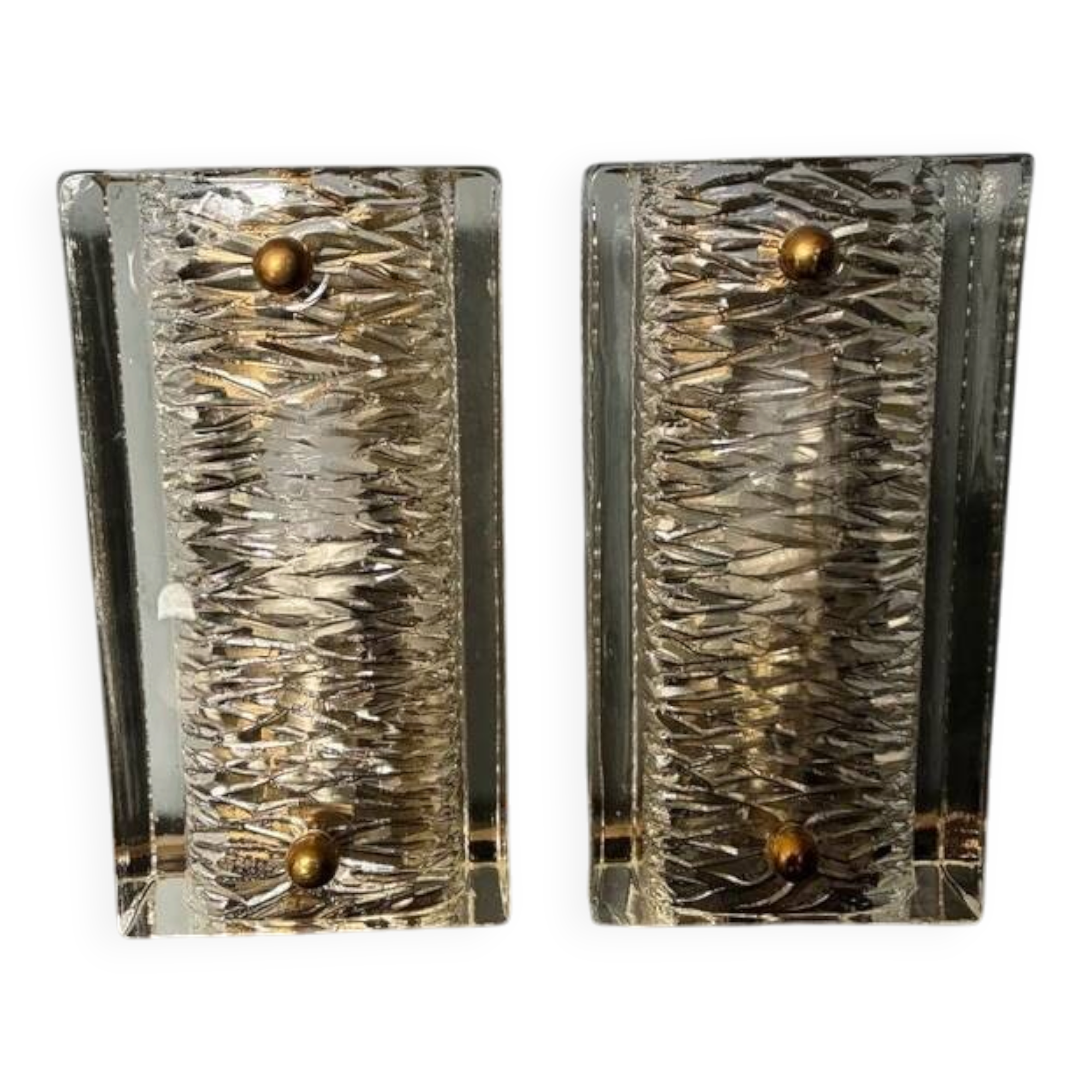 Pukeberg Wall Lamps – Pair Scandinavian Glass Sconces 1960s