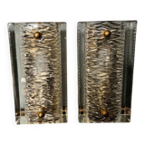 Pukeberg Wall Lamps – Pair Scandinavian Glass Sconces 1960s