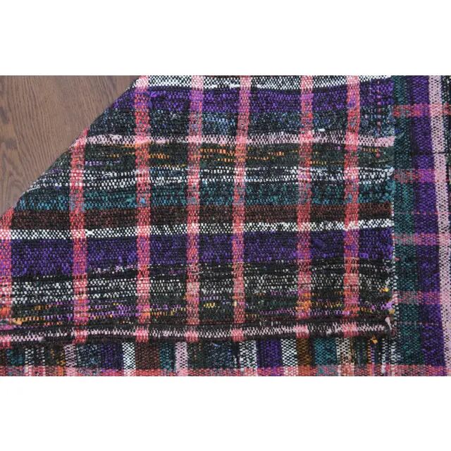 Vintage Turkish Hand-Knotted Wool Cotton Pink Kilim Runner Rug 83x220