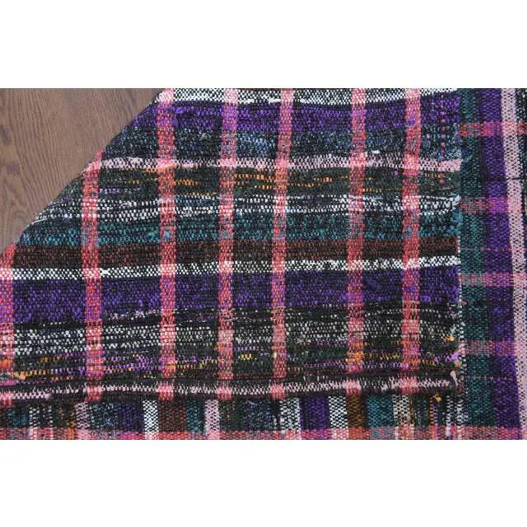 Vintage Turkish Hand-Knotted Wool Cotton Pink Kilim Runner Rug 83x220