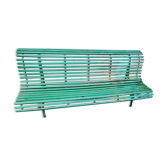 Banc de jardin vert latte et fer forgé