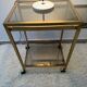 Brass rolling trolley with smoked glass from the 70s