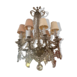 Lustre classique bronze et pampilles en cristal