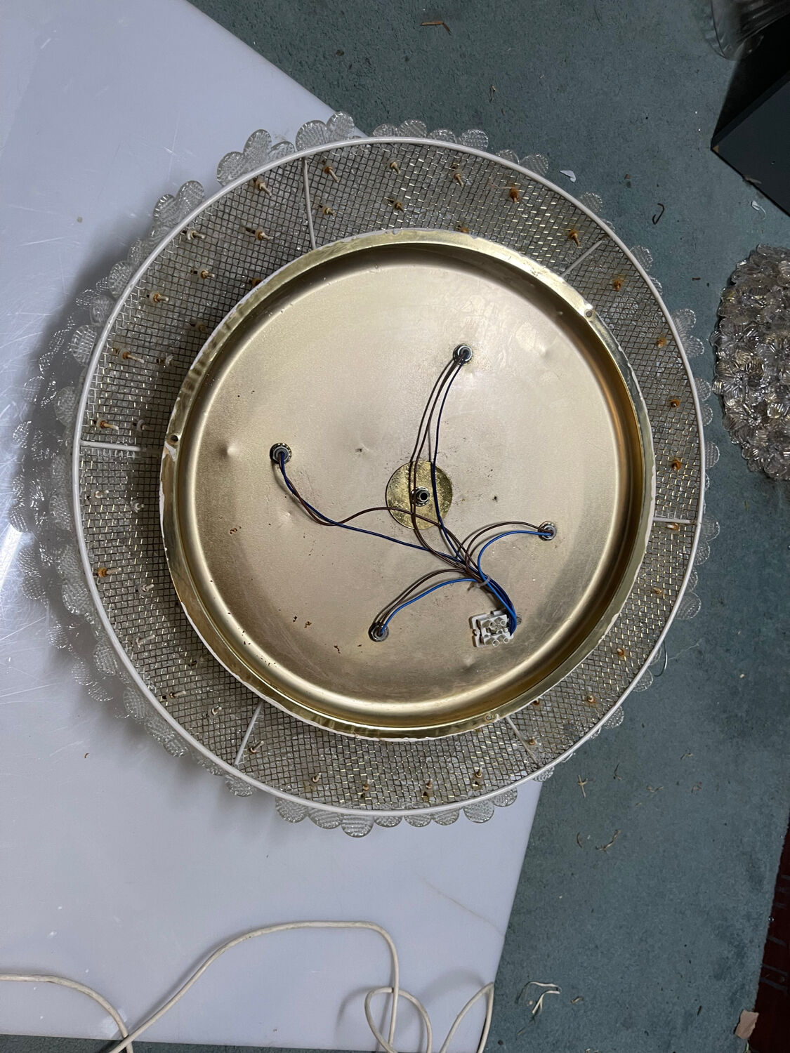 Large Murano Glass Flower Flush Mount Ceiling Light Attributed to Segu