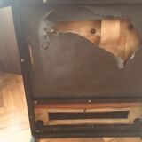 1970s lounge chair in faux leather and black steel