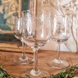 8 verre à pied, SAINT LOUIS, cristal gravé, début XXe