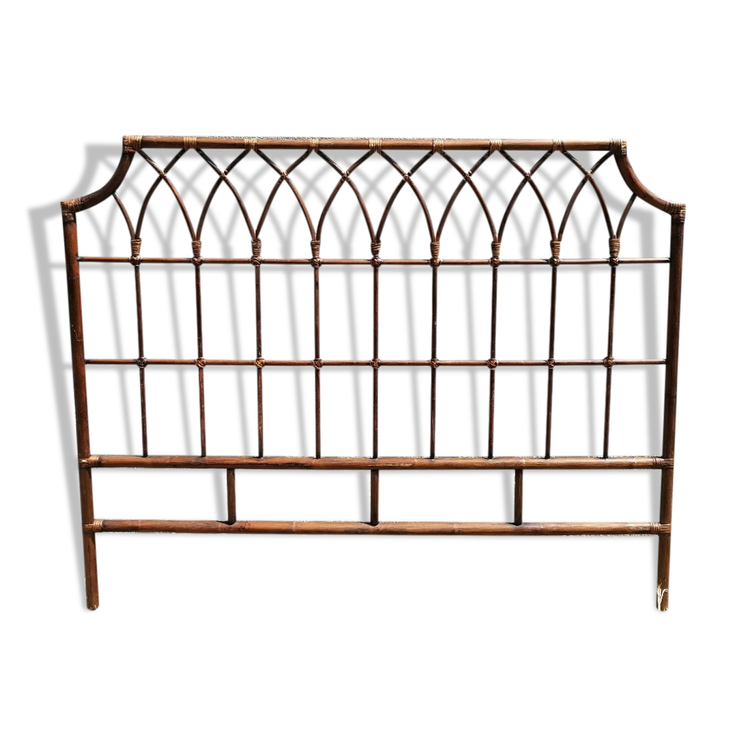 Headboard rattan 2 places vintage 154 x 106 cm.