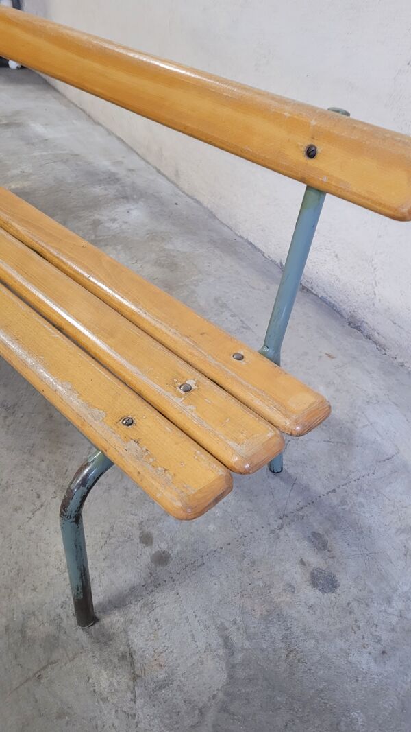 Paire de bancs d'école maternelle enfant fabrication 1950