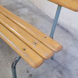 Paire de bancs d'école maternelle enfant fabrication 1950