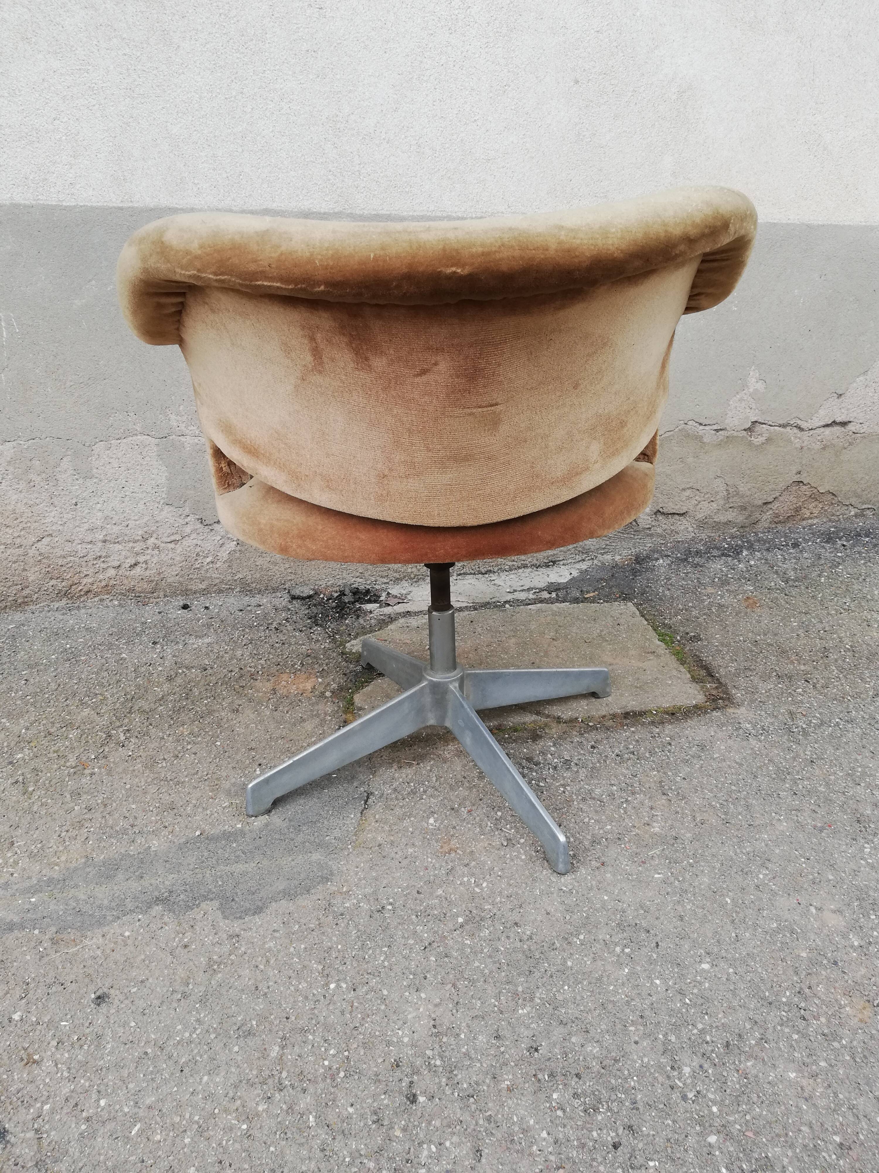 Fauteuil de bureau vintage velours moutarde