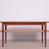 Mid-Century Teak and Rattan Coffee Table, 1960s