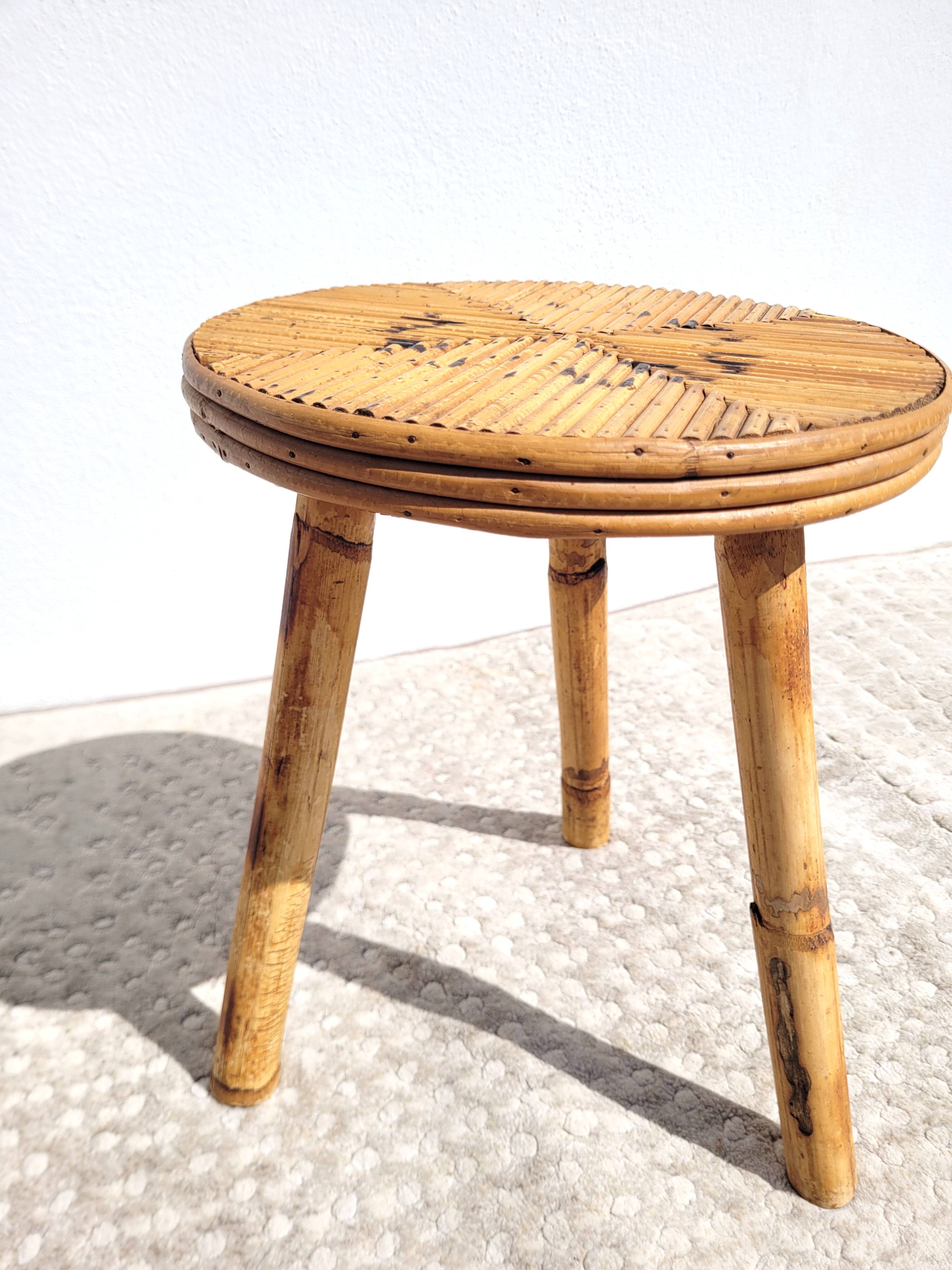 Vintage rattan stool