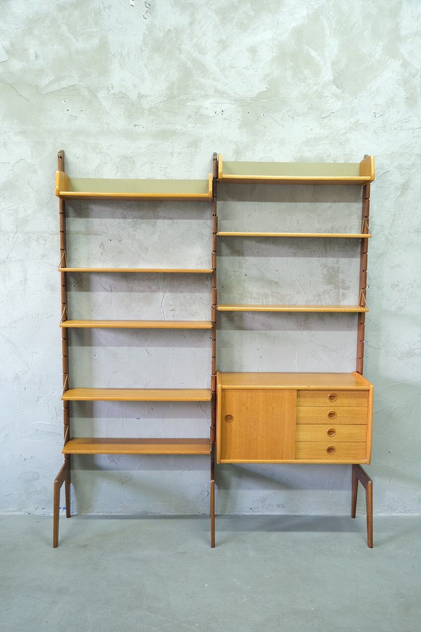 Mid-Century Modular Free-Standing Teak Wall Unit  by John Texmon for Blindheim Mobelfabrik, Norway,