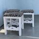 Set of 3 antique solid wood stools restored